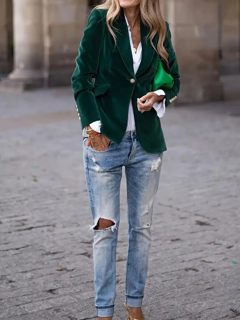 Classic One-Button Blazer | Tailored Women's Office Jacket
