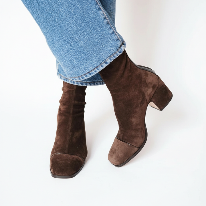 Harper™ | Elegant Suede Square Toe Ankle Boots