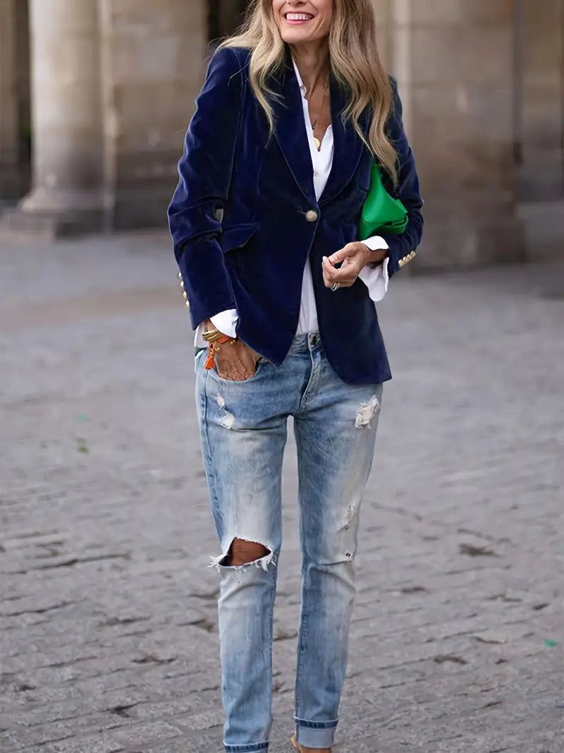 Classic One-Button Blazer | Tailored Women's Office Jacket – Leah & Lila