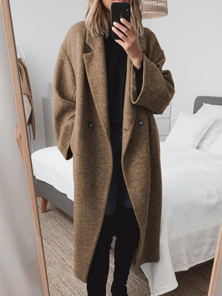 Oversized Wool Coat | Double-Breasted Wide Lapels – Leah & Lila