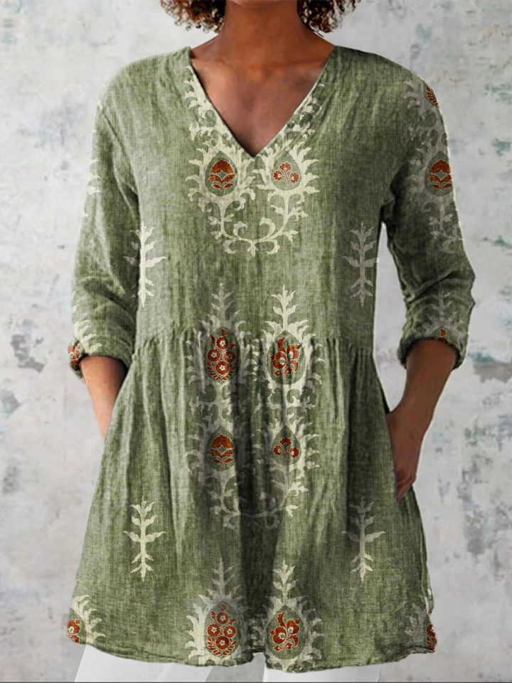 Eva - Long Blouse with V-Neck
