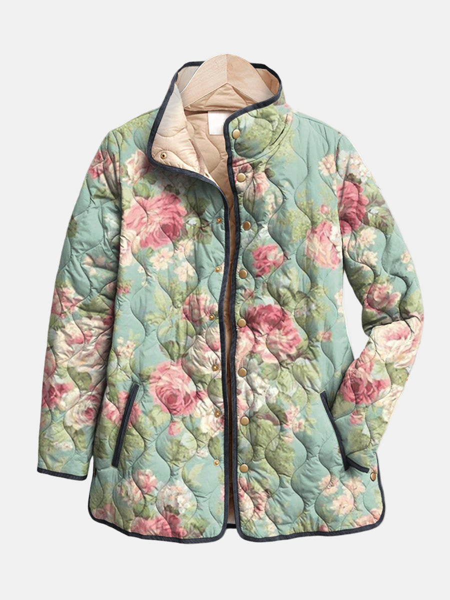 Carys | Retro Floral Patterned Quilted Jacket – Leah & Lila