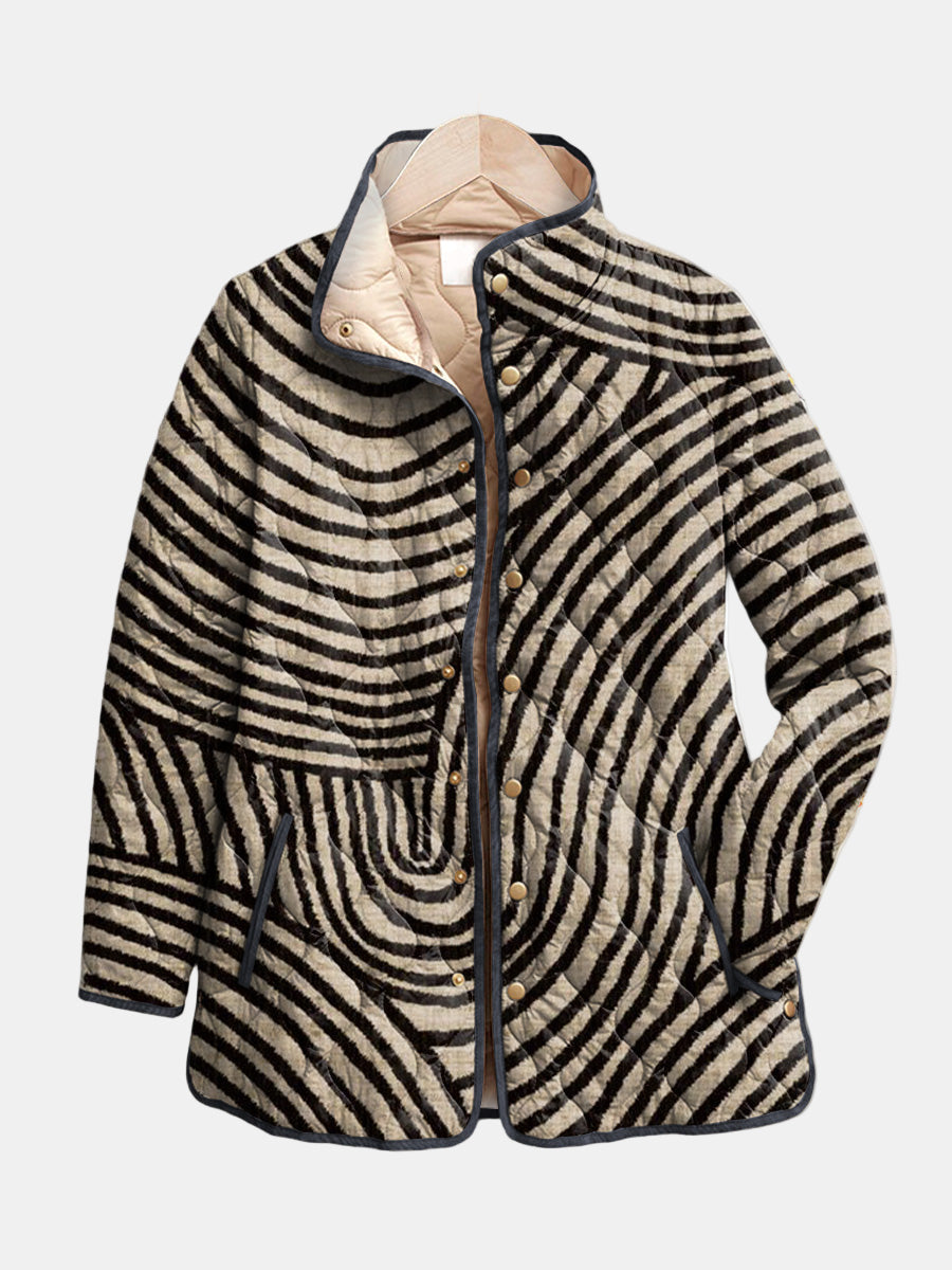 Inaya | Retro Hand-Drawn Circle Design Quilted Jacket – Leah & Lila