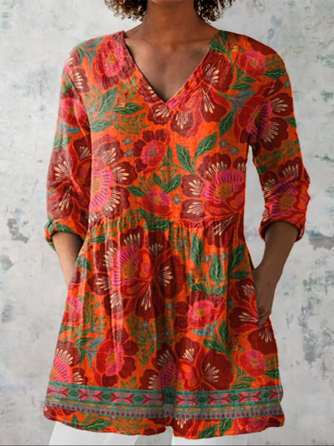 Roxanne – Long V-Neck Blouse