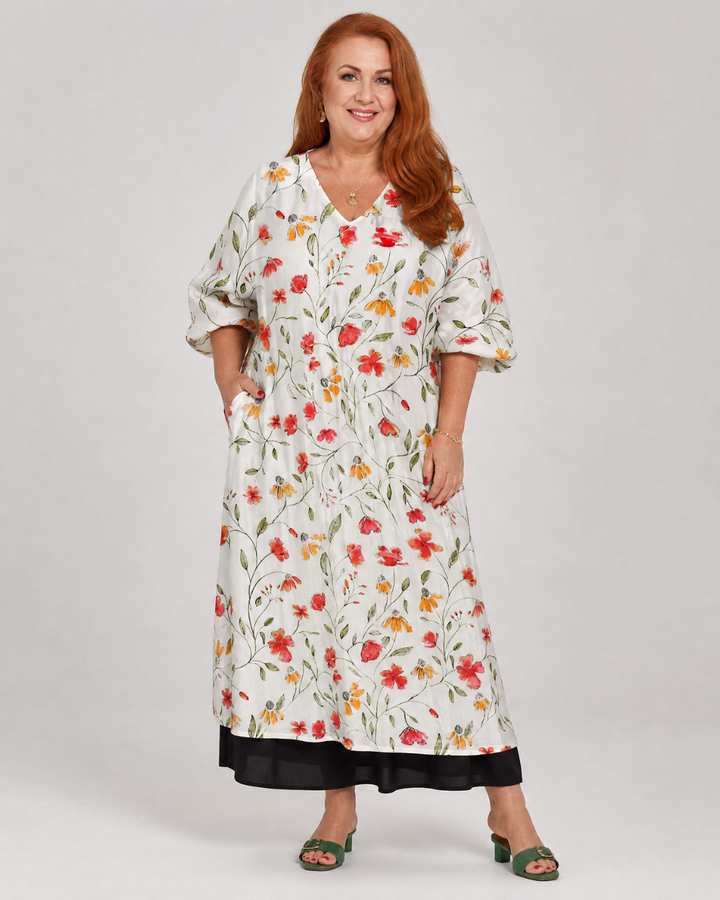 Meadow - Wildflower Print Everyday Swing Midi Dress