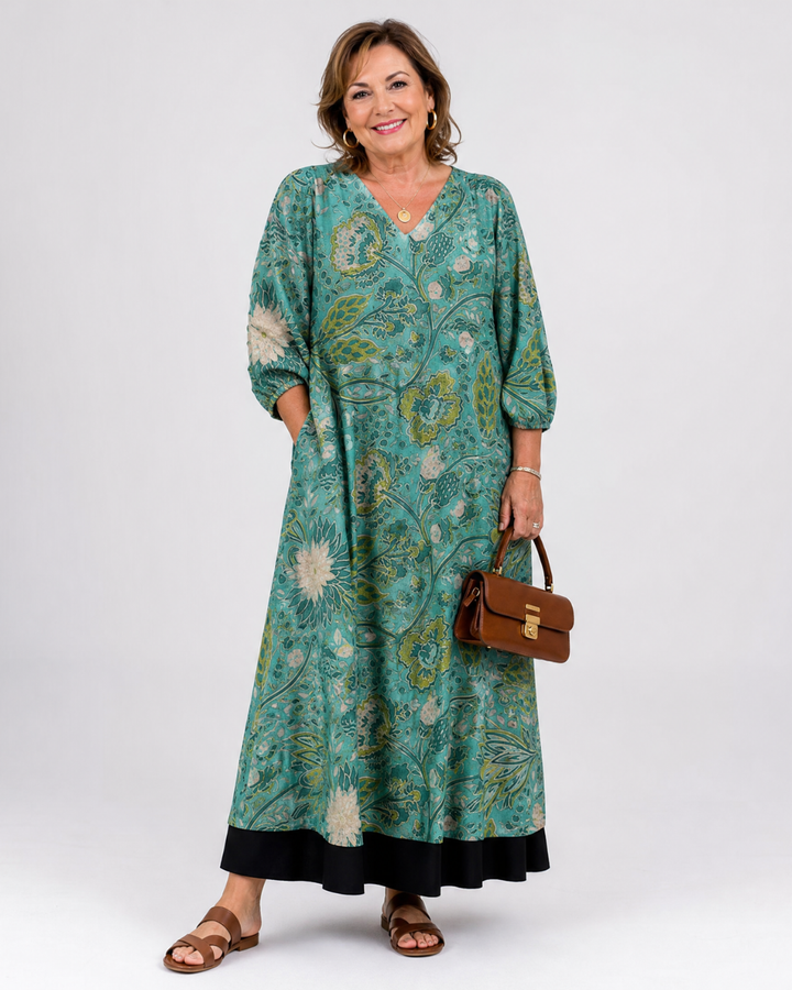Briar - Botanical Vine Print Relaxed Pocket Midi Dress