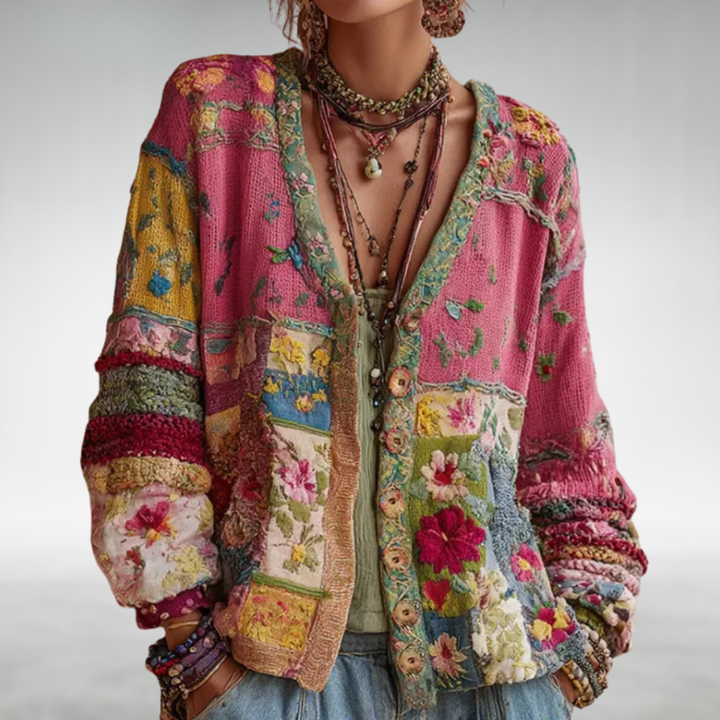 Leah & Lila Harper boho knit cardigan front view