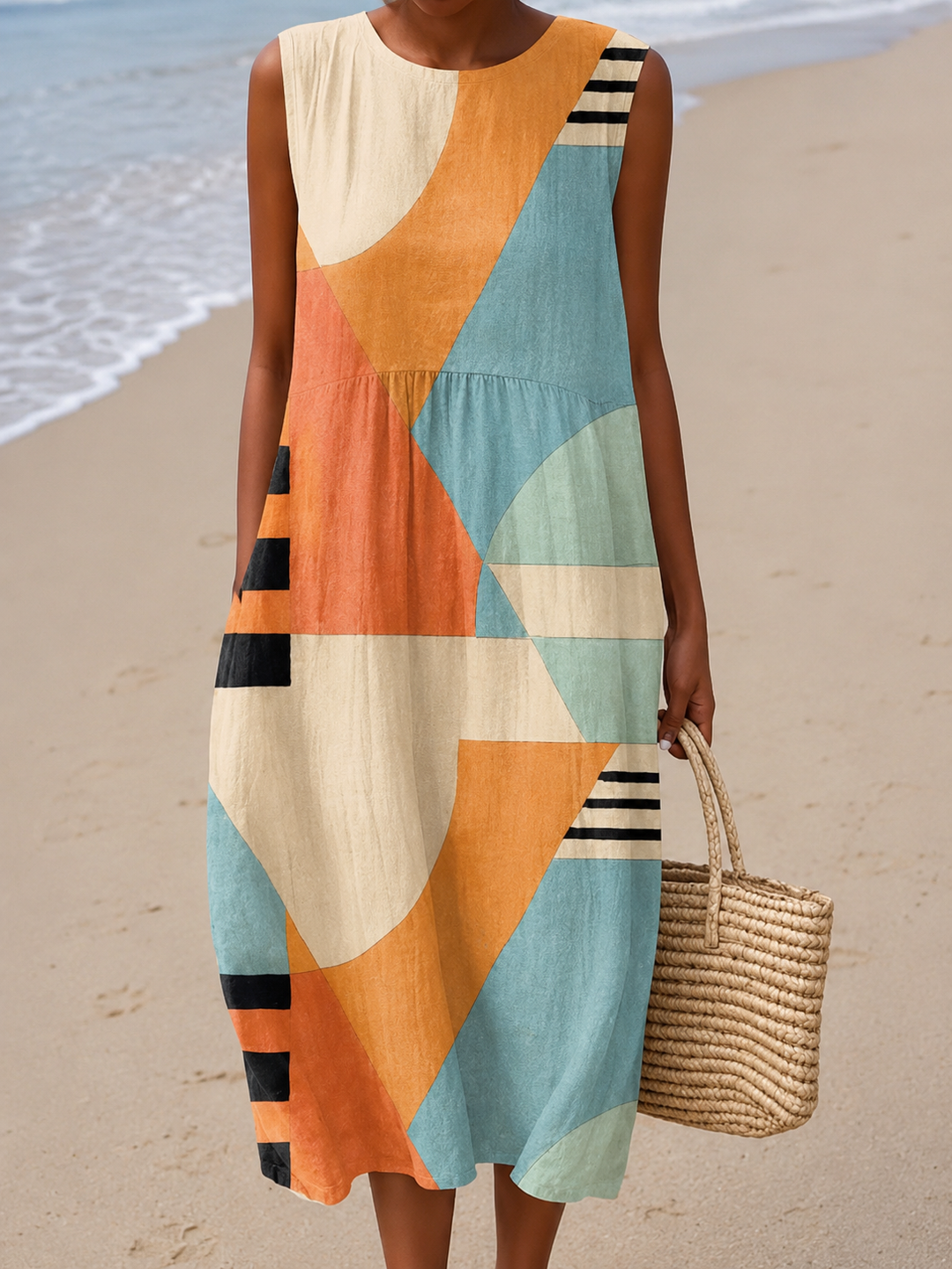 Leah & Lila Iris - women's geometric midi dress
