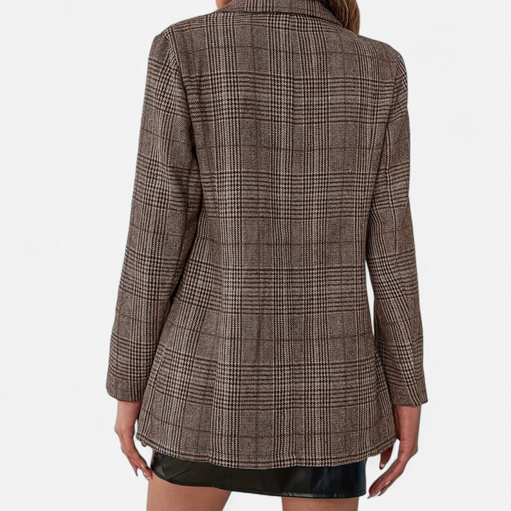 Valmonti | Checked Women's Blazer – Classic Style with Single Row of Buttons