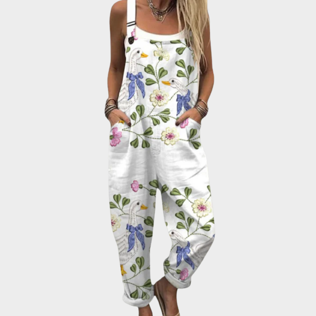 Julia – Nature Print Dungarees