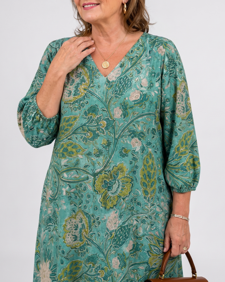 Briar - Botanical Vine Print Relaxed Pocket Midi Dress
