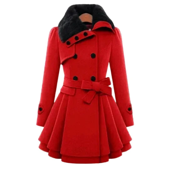 Faux Fur Collar Coat | Fit & Flare Belted Winter Style – Leah & Lila