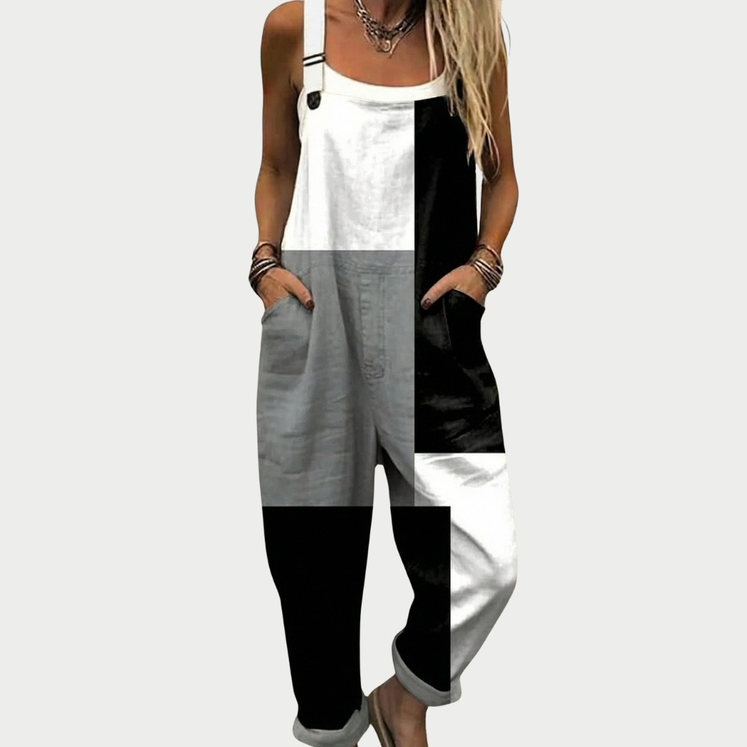 Carolyn – Abstract Print Dungarees