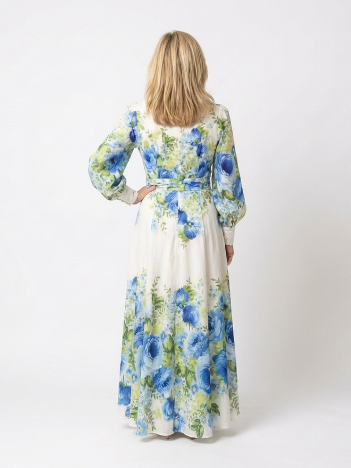 Scarlett - Long Sleeve Floral Button Front Maxi Dress