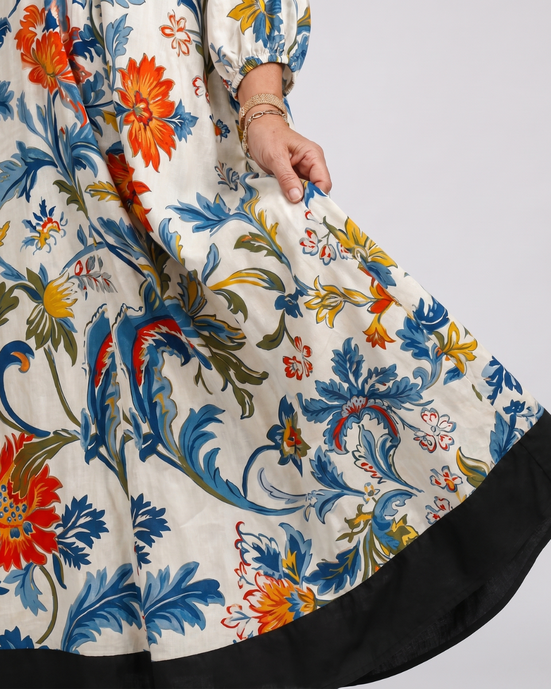 Clover - Botanical Scroll Print Everyday Pocket Midi Dress
