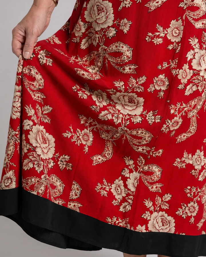 Blythe - Vintage Floral V Neck Relaxed Midi Dress