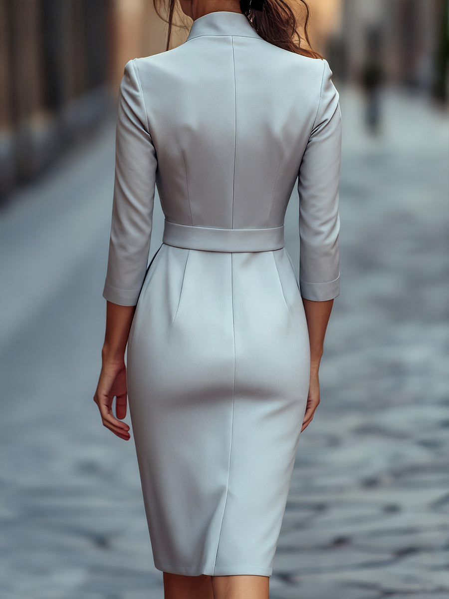 Camilla - Black Belted Sheath Dress