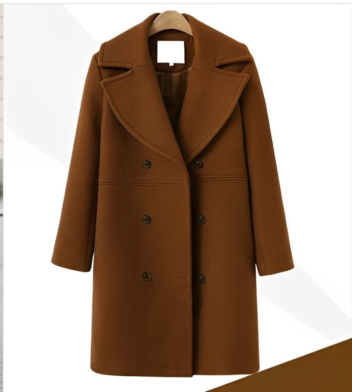 Wool Double-Breasted Coat | Classic Lapel Winter Layer – Leah & Lila