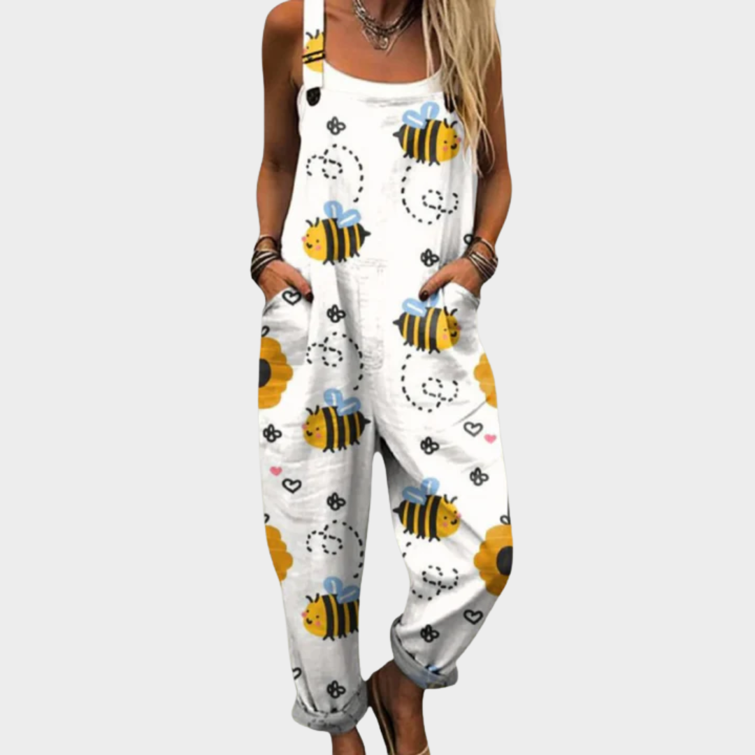 Shirley – Summer Print Dungarees