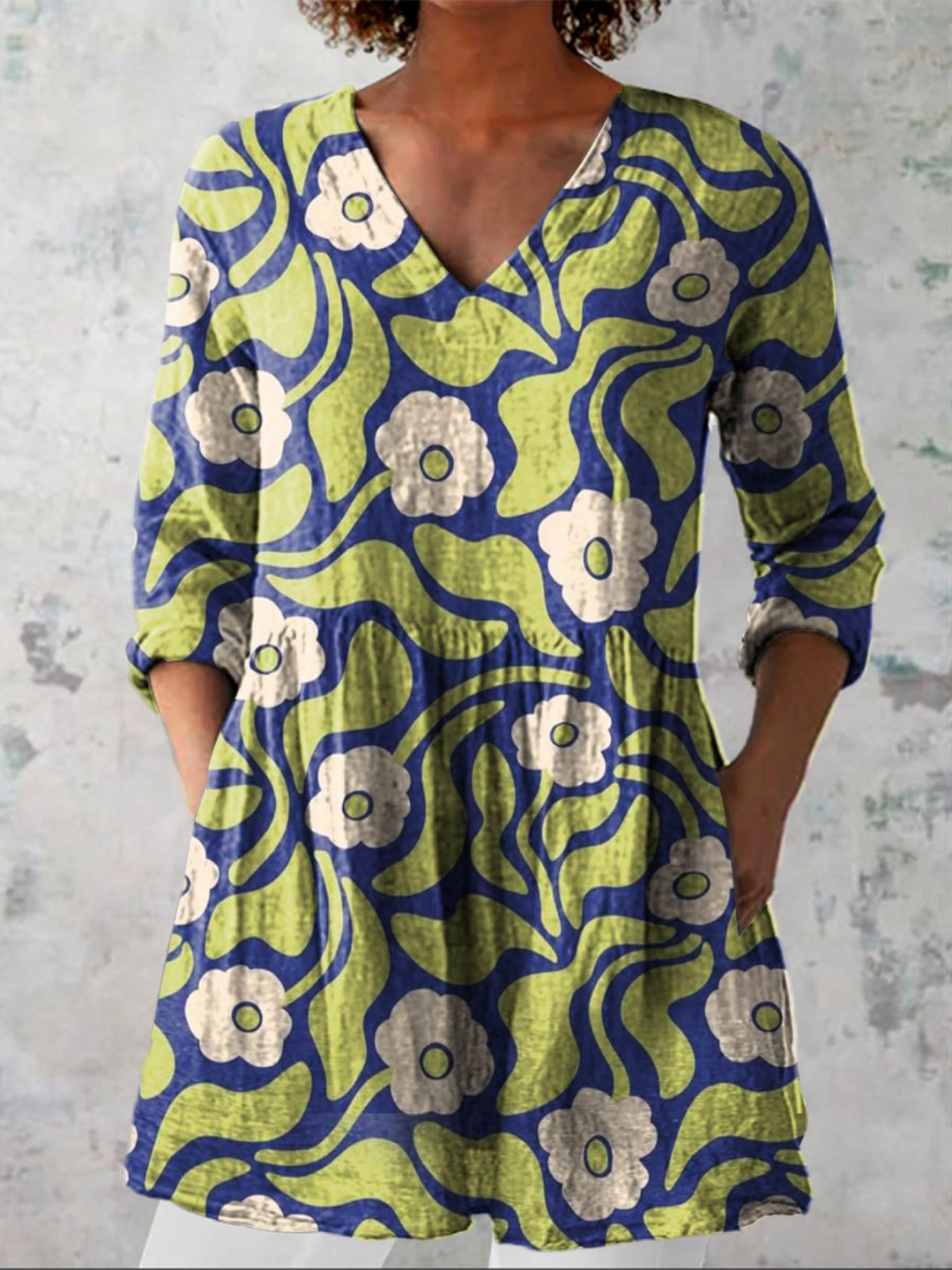 Rita – Long V-Neck Blouse