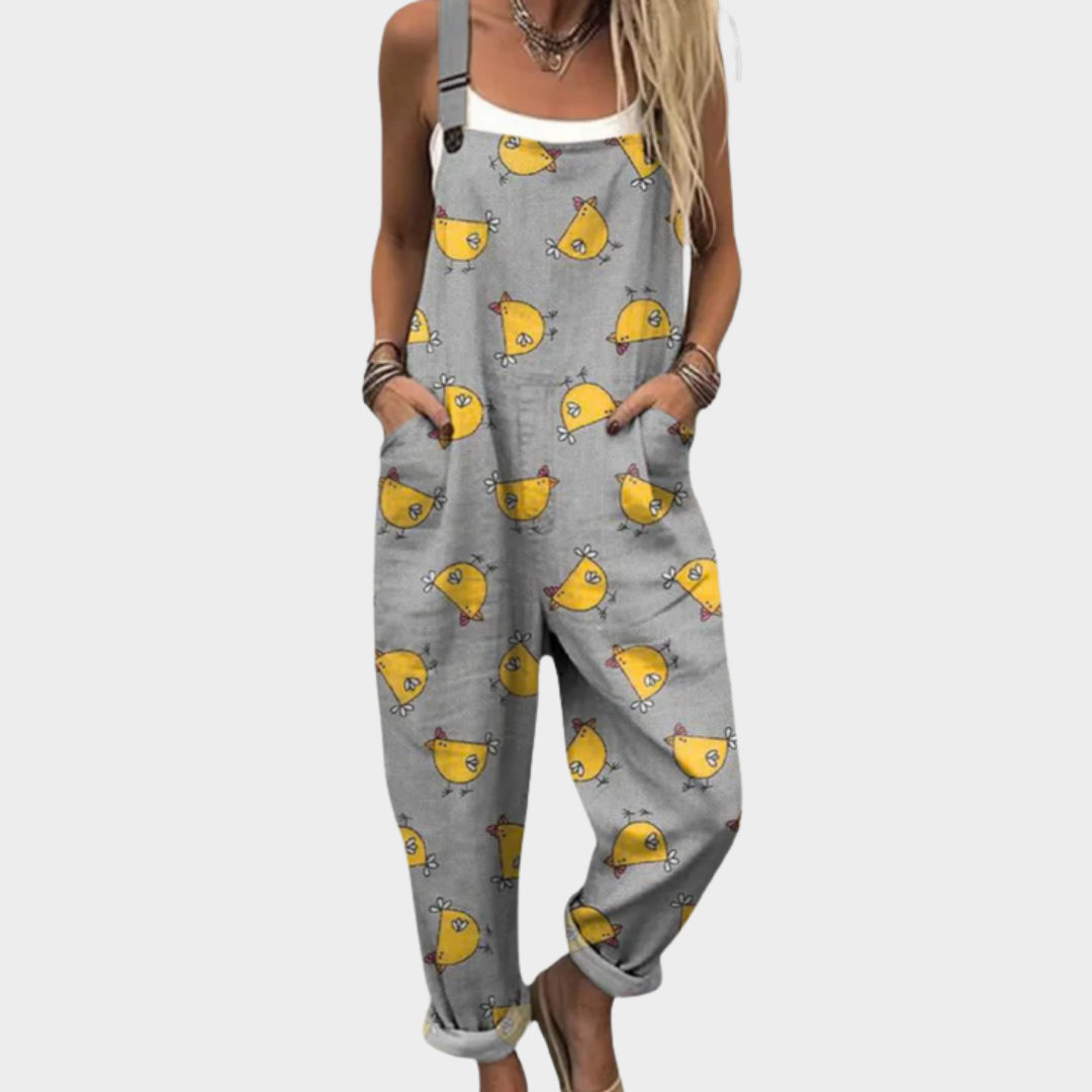 Harriet – Daisy Print Dungarees