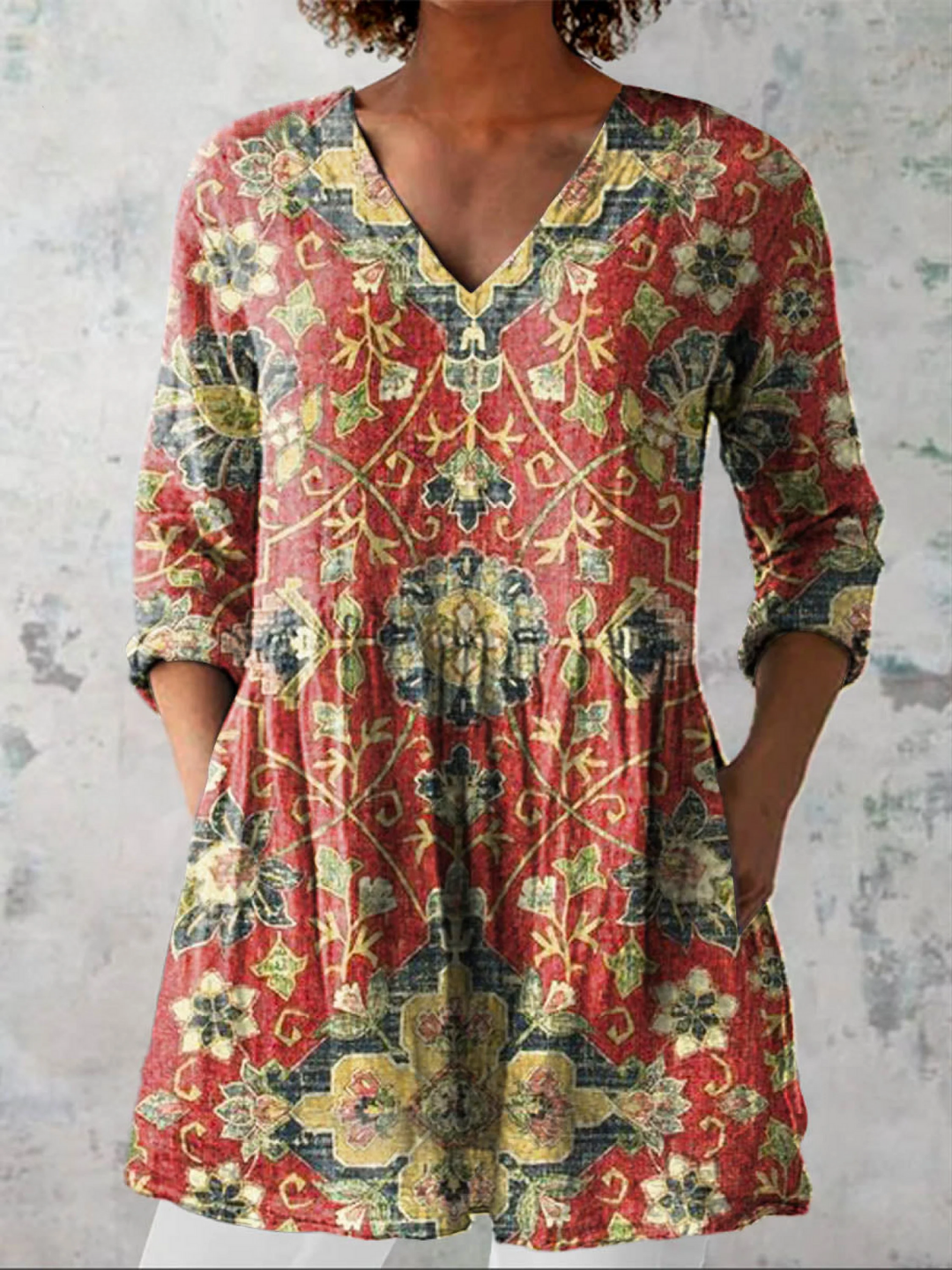Lois – Long V-Neck Blouse