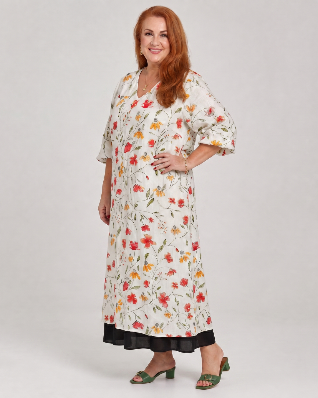 Meadow - Wildflower Print Everyday Swing Midi Dress