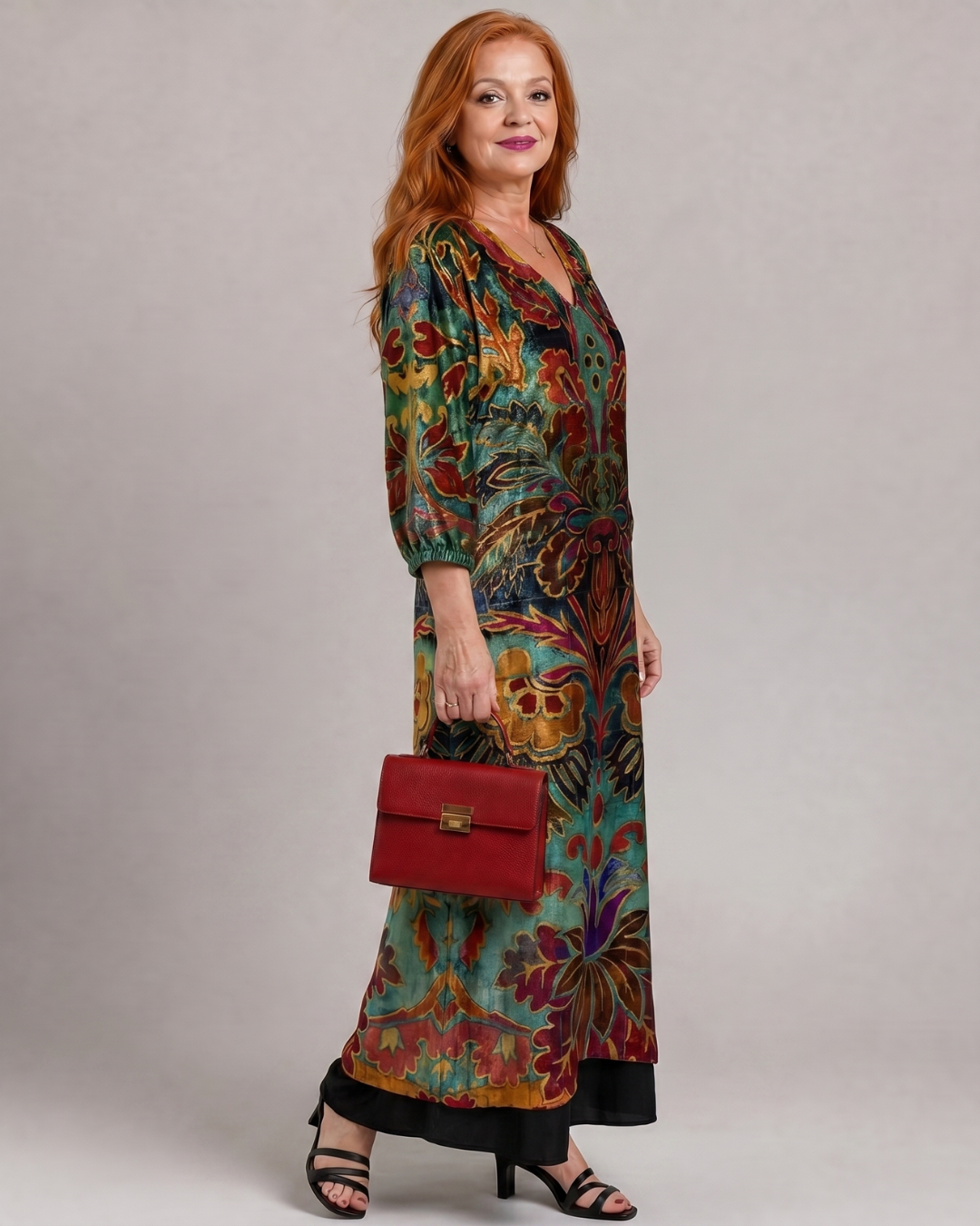 Juniper - Ornate Bohemian Print Loose Fit Midi Dress
