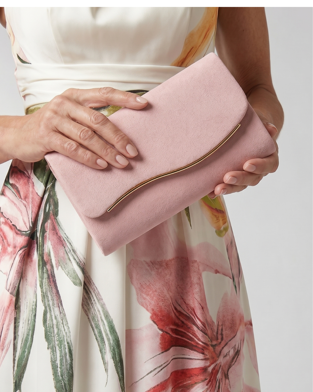 Claire - Curved Metal Accent Envelope Clutch