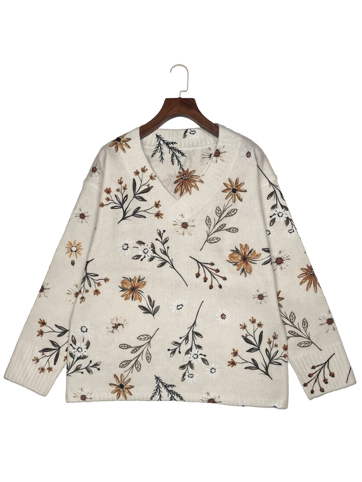 Saskia | Floral V-Neck Jumper