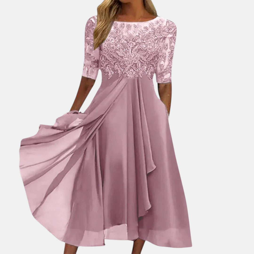 Samantha - Elegant Lace Midi Dress