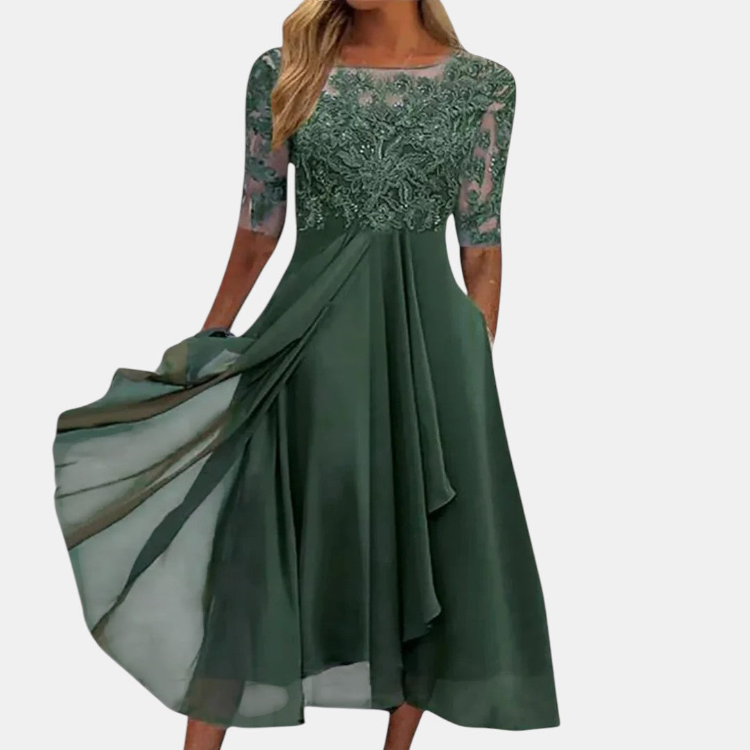 Samantha - Elegant Lace Midi Dress