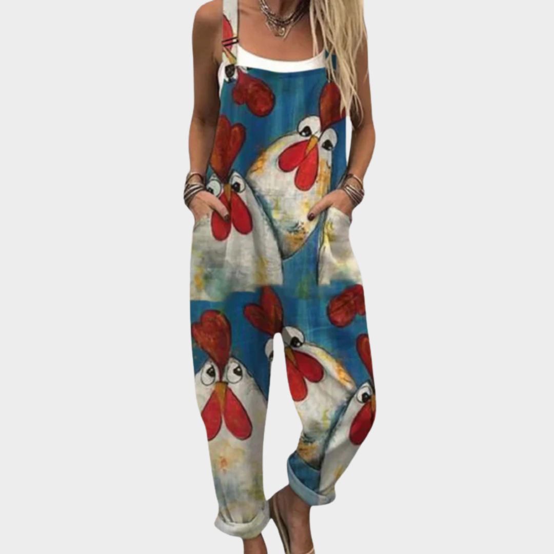 Mildred – Watercolor Print Dungarees