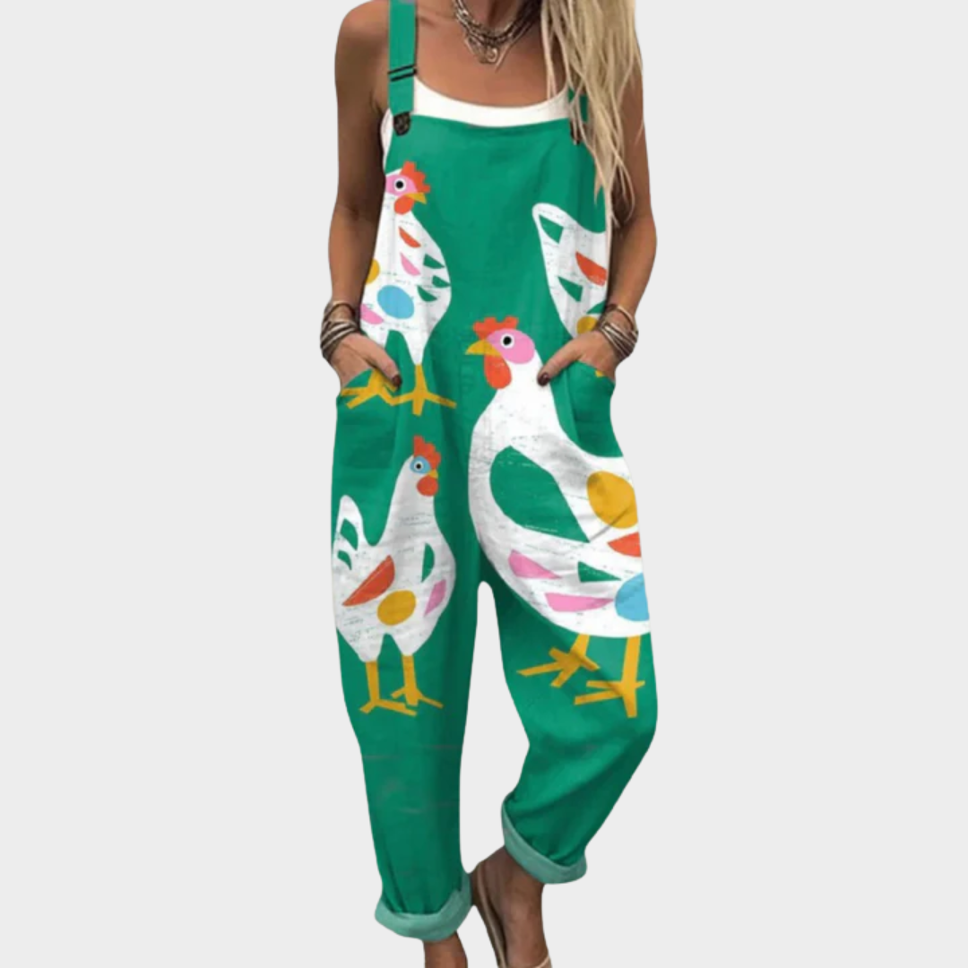 Carol – Garden Print Dungarees