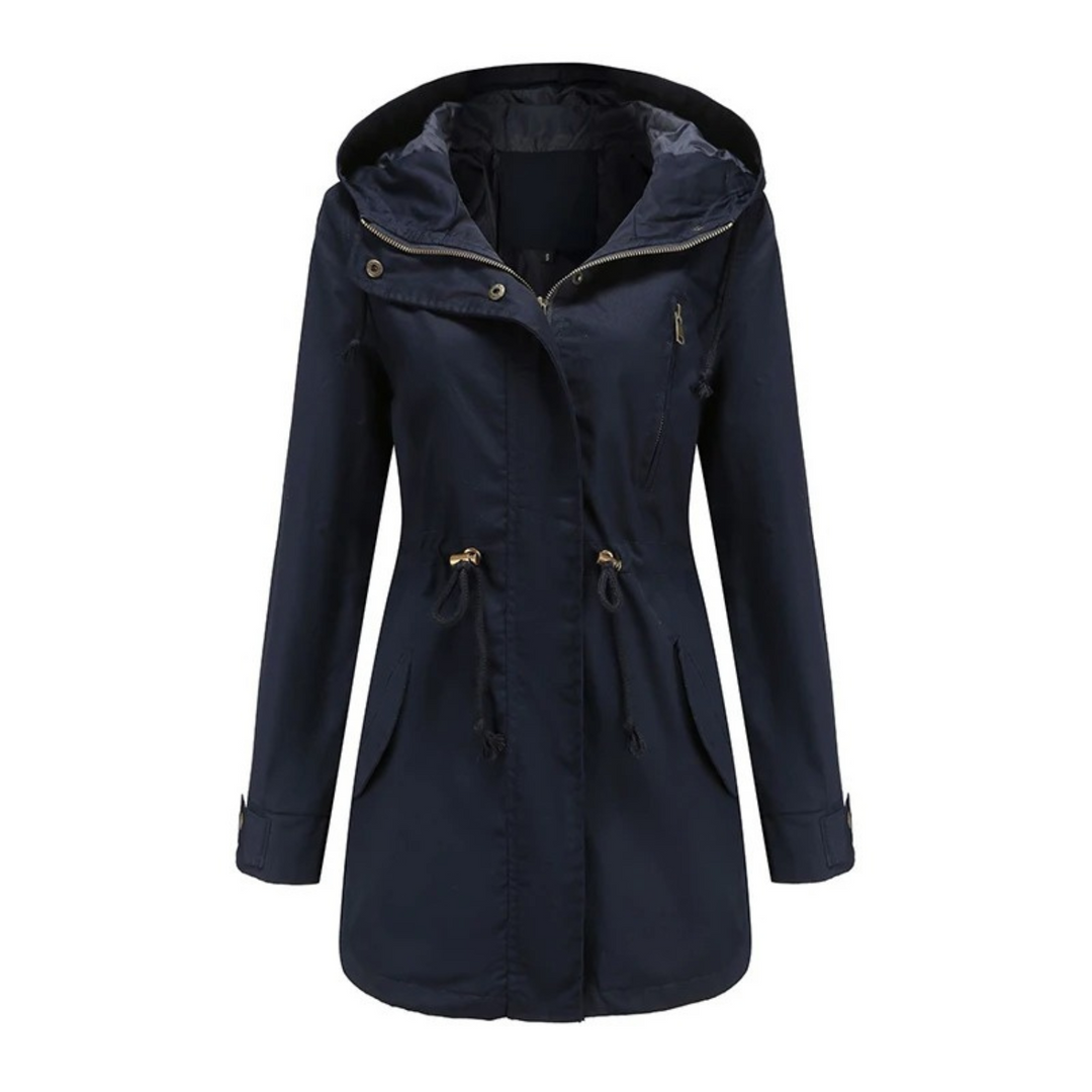 Hooded Drawstring Parka | Mid-Length Front Zipper Winter Jacket – Leah & Lila