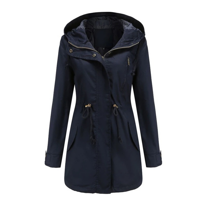 Hooded Drawstring Parka | Mid-Length Front Zipper Winter Jacket – Leah & Lila