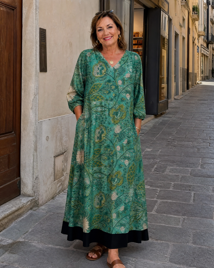 Briar - Botanical Vine Print Relaxed Pocket Midi Dress