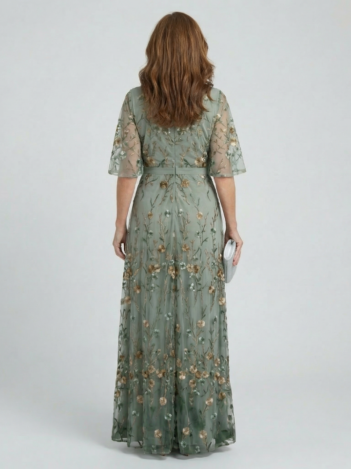 Leah & Lila Savannah floral halter maxi dress detail
