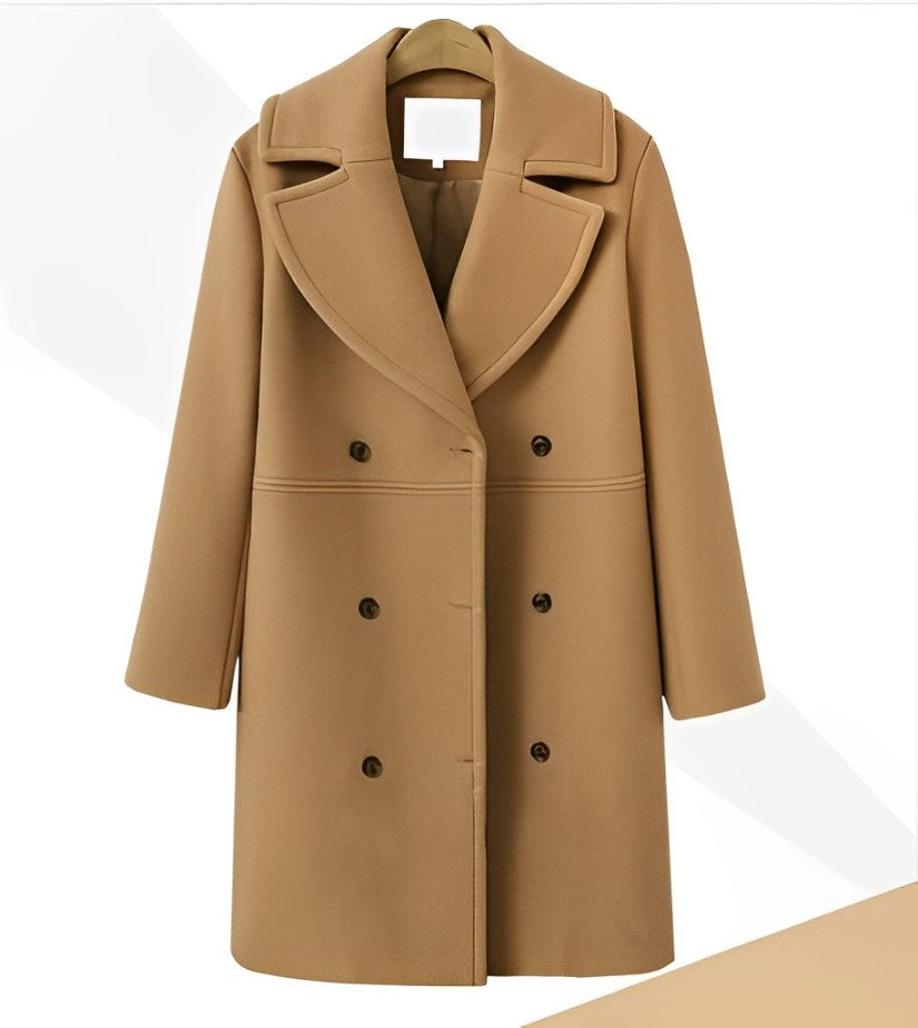 Wool Double-Breasted Coat | Classic Lapel Winter Layer – Leah & Lila