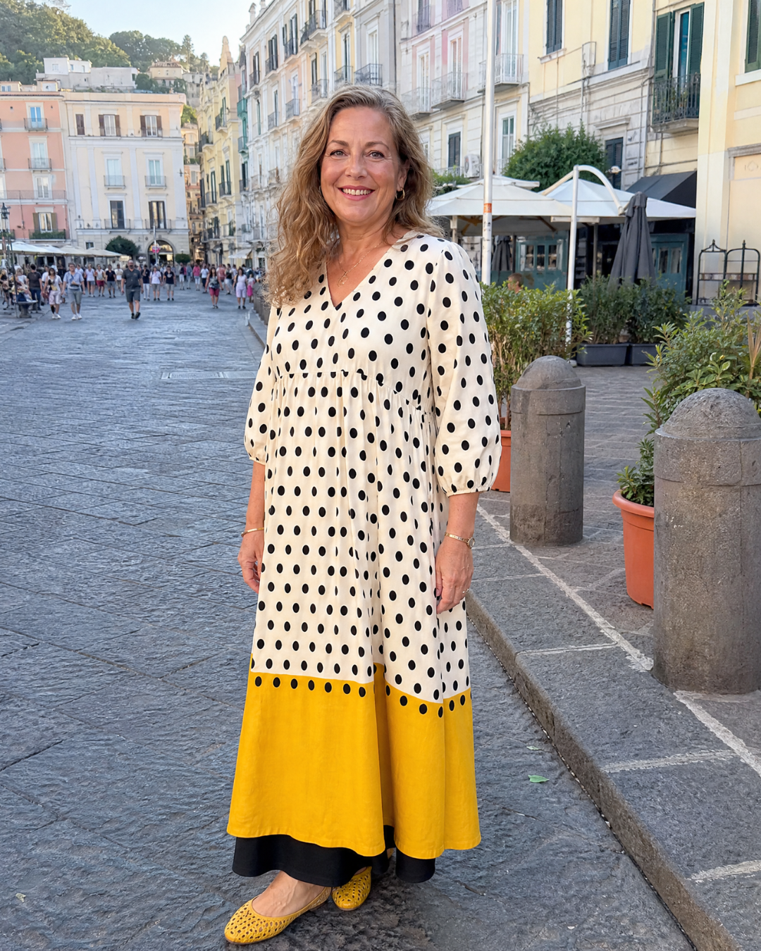 Petra - Polka Dot Color Block Everyday Midi Dress