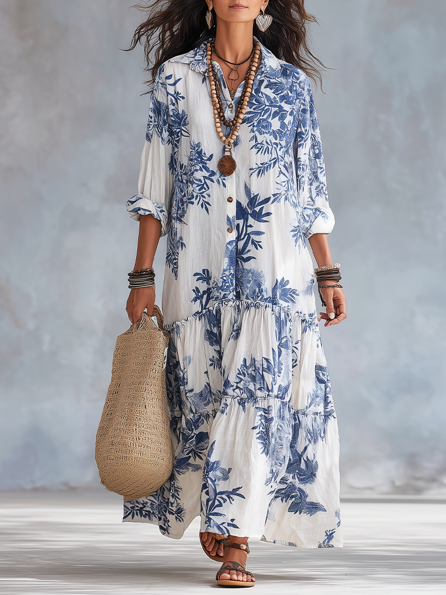 Faye - Blue Floral Maxi Dress