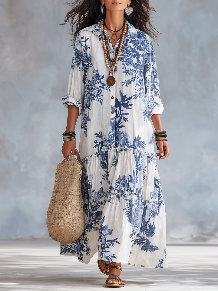 Faye - Blue Floral Maxi Dress