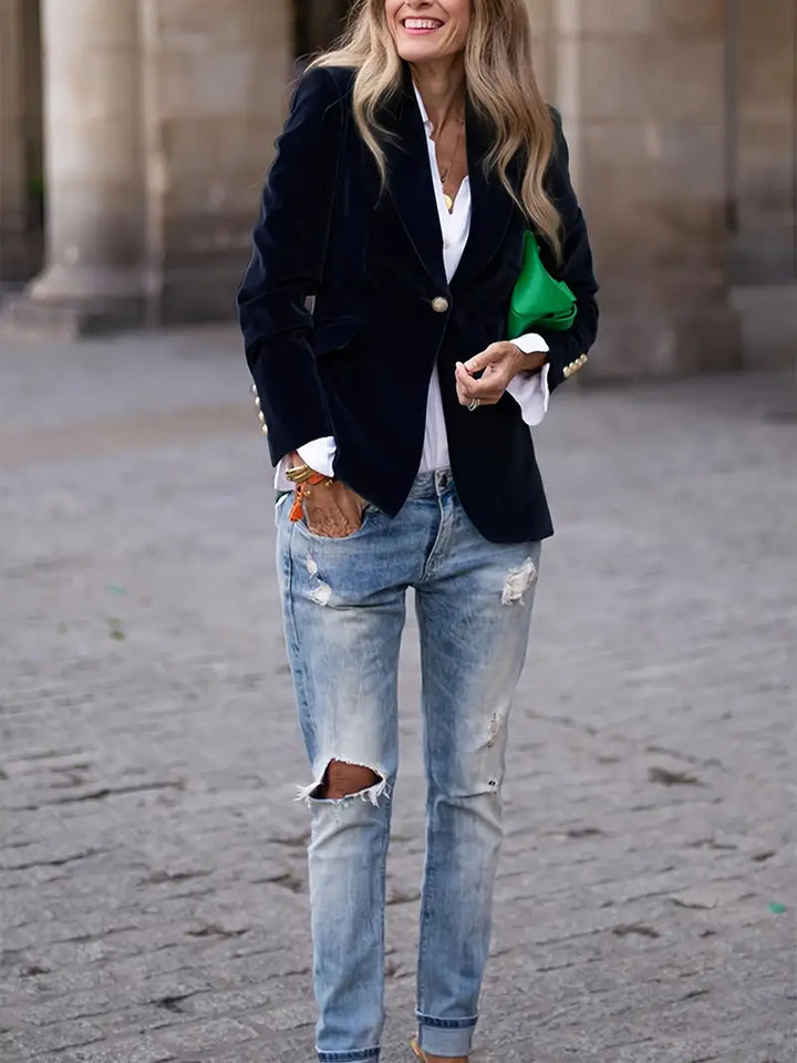 Classic One-Button Blazer | Tailored Women's Office Jacket – Leah & Lila