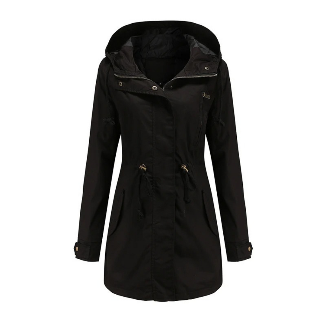 Hooded Drawstring Parka | Mid-Length Front Zipper Winter Jacket – Leah & Lila