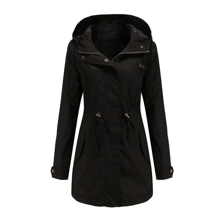 Hooded Drawstring Parka | Mid-Length Front Zipper Winter Jacket – Leah & Lila