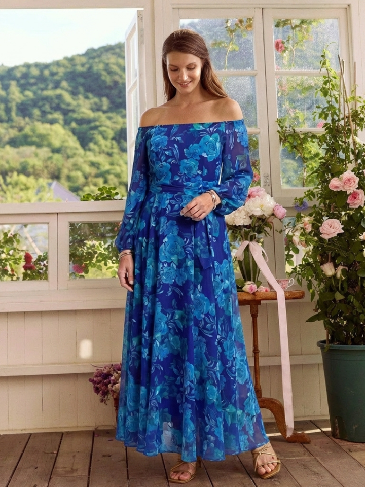 Sutton - Off Shoulder Floral Maxi Dress