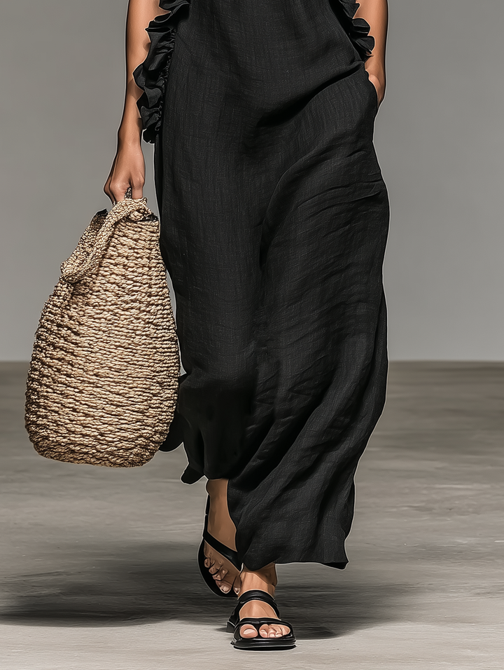 Celeste - Ruffled Maxi Dress with Pockets