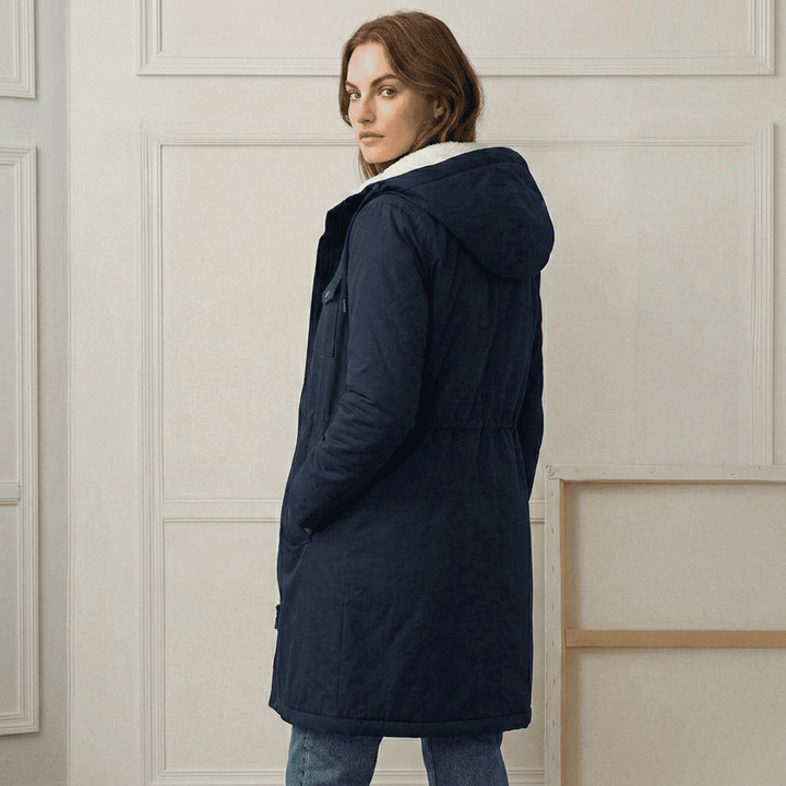 Marjorie | Cozy Hooded Weatherproof Coat – Midnight Navy – Leah & Lila