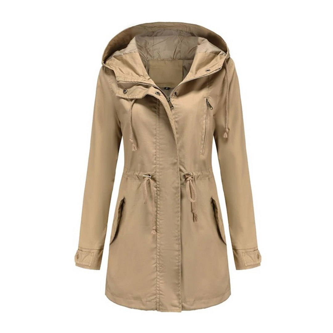 Hooded Drawstring Parka | Mid-Length Front Zipper Winter Jacket – Leah & Lila