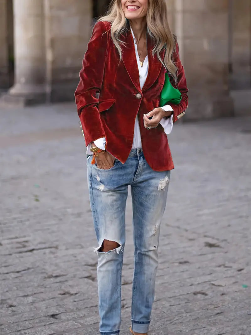 Classic One-Button Blazer | Tailored Women's Office Jacket